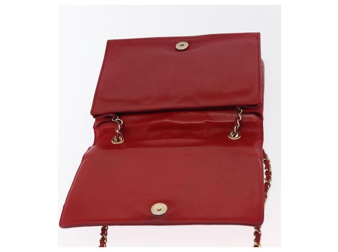 Borsa a spalla in pelle matelassé CHANEL con catena rossa oro CC Auth 169596 Rosso D'oro - vista 18