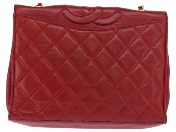 Borsa a spalla in pelle matelassé CHANEL con catena rossa oro CC Auth 169596 Rosso D'oro - vista 2