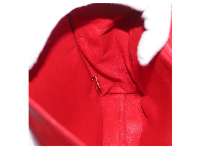 Borsa a spalla in pelle matelassé CHANEL con catena rossa oro CC Auth 169596 Rosso D'oro - vista 21