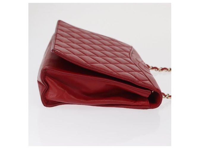 Borsa a spalla in pelle matelassé CHANEL con catena rossa oro CC Auth 169596 Rosso D'oro - vista 3