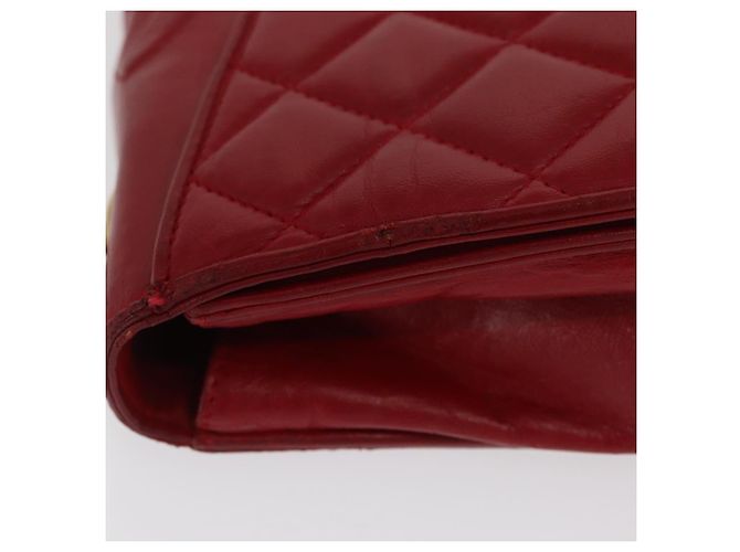 Borsa a spalla in pelle matelassé CHANEL con catena rossa oro CC Auth 169596 Rosso D'oro - vista 5