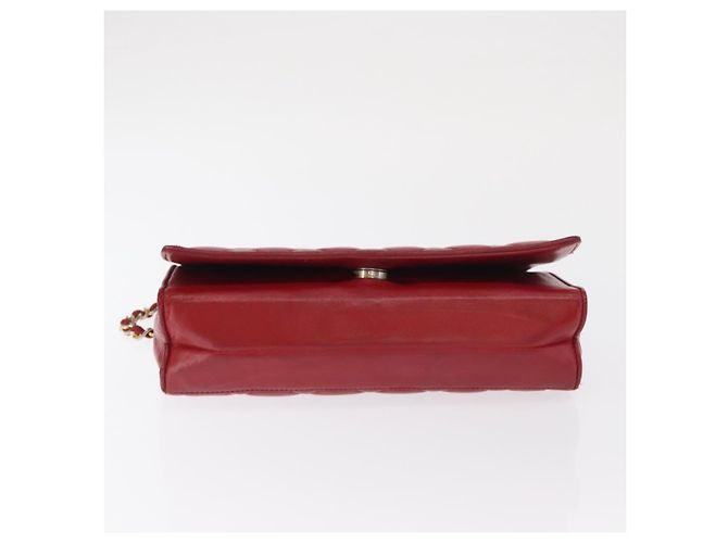 Borsa a spalla in pelle matelassé CHANEL con catena rossa oro CC Auth 169596 Rosso D'oro - vista 6
