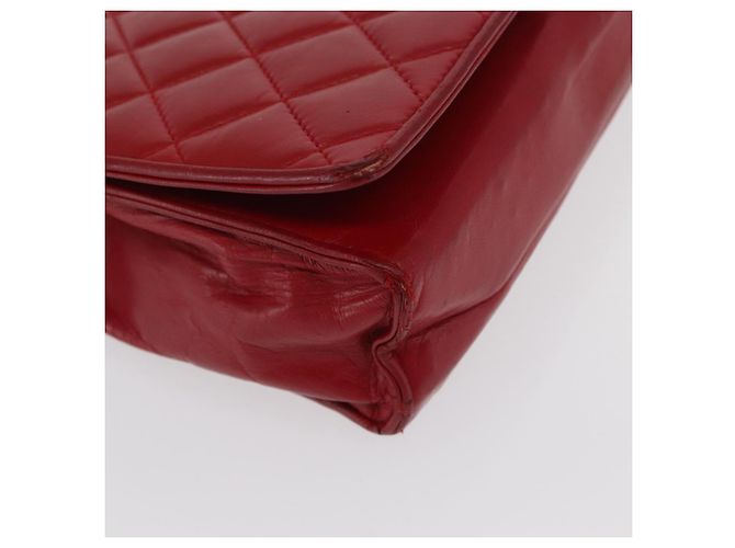 Borsa a spalla in pelle matelassé CHANEL con catena rossa oro CC Auth 169596 Rosso D'oro - vista 9