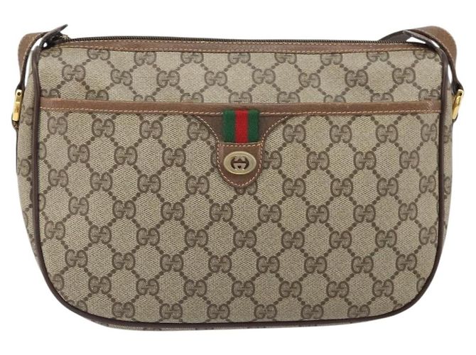Borsa Sherry Line GG Supreme Web di GUCCI in PVC beige e oro 89 02 077 Auth BA10130 D'oro - vista 13