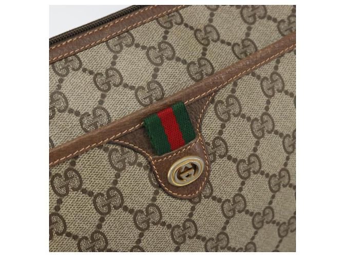 Borsa Sherry Line GG Supreme Web di GUCCI in PVC beige e oro 89 02 077 Auth BA10130 D'oro - vista 18