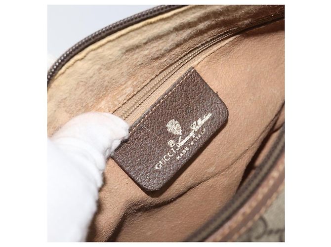 Borsa Sherry Line GG Supreme Web di GUCCI in PVC beige e oro 89 02 077 Auth BA10130 D'oro - vista 19
