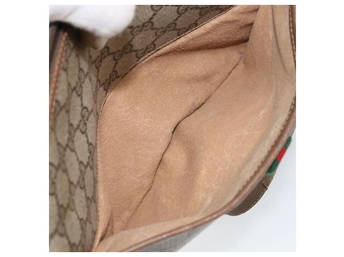 Borsa Sherry Line GG Supreme Web di GUCCI in PVC beige e oro 89 02 077 Auth BA10130 D'oro - vista 23