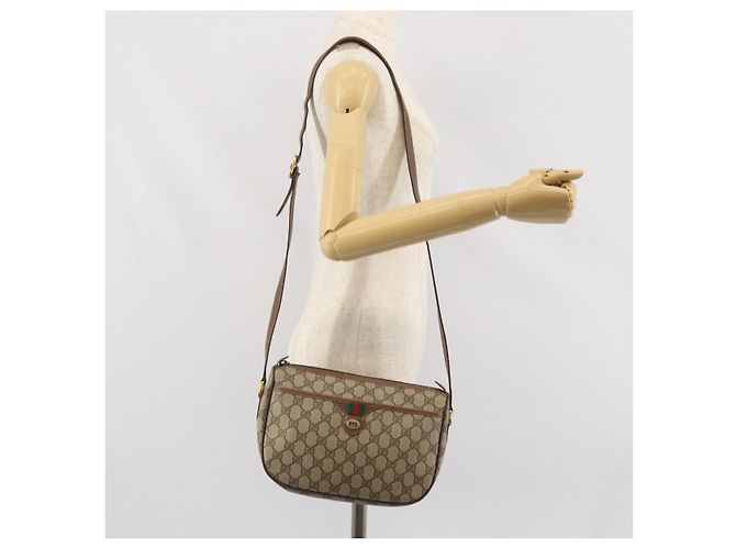 Borsa Sherry Line GG Supreme Web di GUCCI in PVC beige e oro 89 02 077 Auth BA10130 D'oro - vista 24