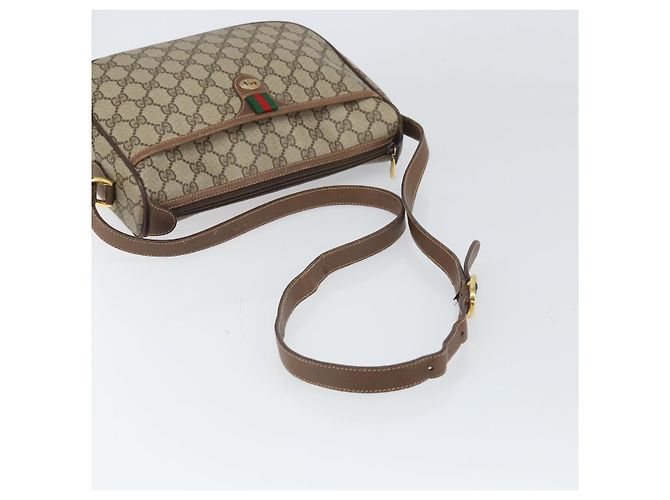 Borsa Sherry Line GG Supreme Web di GUCCI in PVC beige e oro 89 02 077 Auth BA10130 D'oro - vista 7