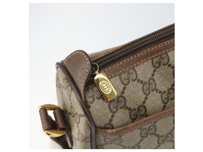Borsa Sherry Line GG Supreme Web di GUCCI in PVC beige e oro 89 02 077 Auth BA10130 D'oro - vista 9