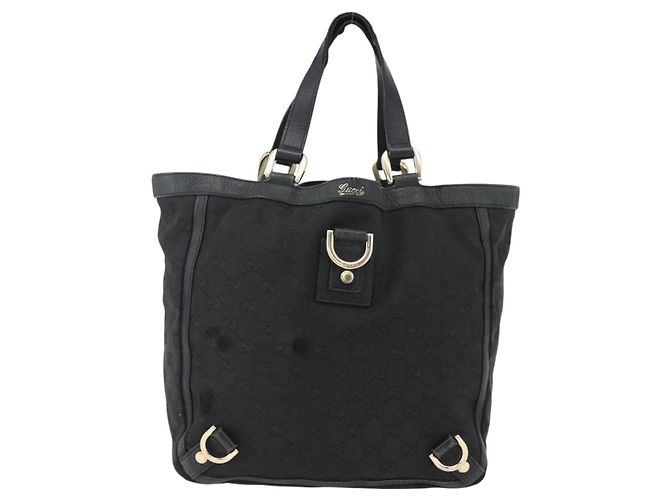 Borsa Tote Abbey GG Canvas Gucci Nero Oro 130739 Auth 170301 D'oro - vista 13