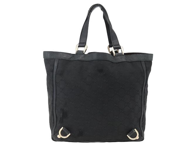 Borsa Tote Abbey GG Canvas Gucci Nero Oro 130739 Auth 170301 D'oro - vista 2