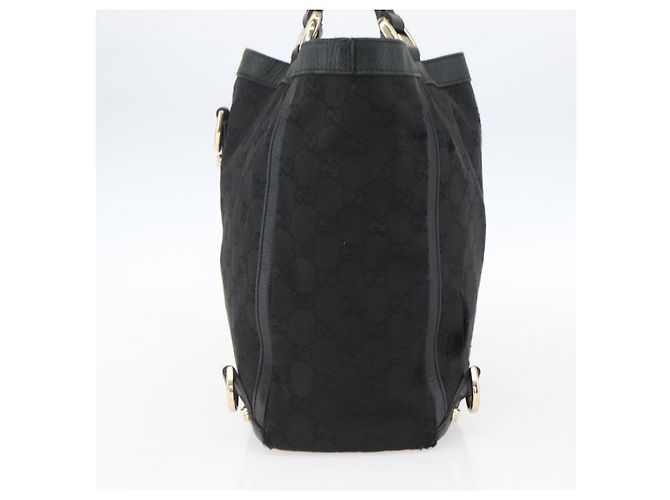 Borsa Tote Abbey GG Canvas Gucci Nero Oro 130739 Auth 170301 D'oro - vista 4