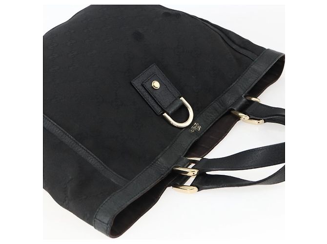 Borsa Tote Abbey GG Canvas Gucci Nero Oro 130739 Auth 170301 D'oro - vista 6