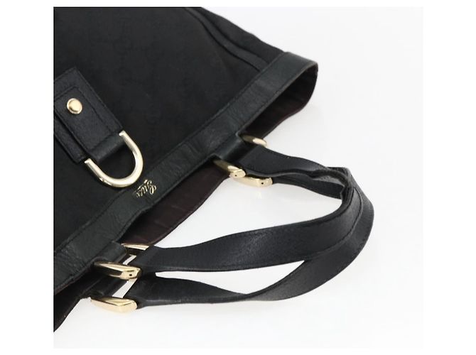 Borsa Tote Abbey GG Canvas Gucci Nero Oro 130739 Auth 170301 D'oro - vista 7