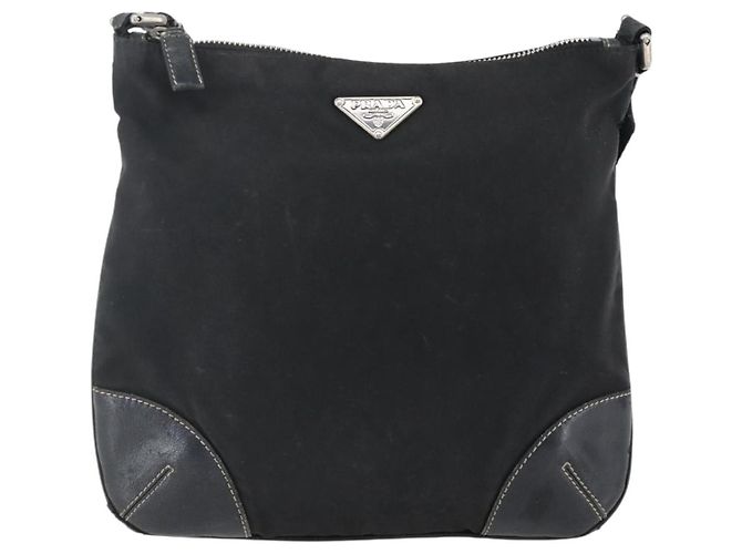 Borsa a spalla PRADA in nylon nero argento autentica bs33078 - vista 13