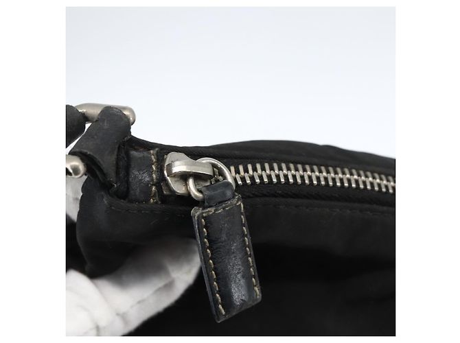 Borsa a spalla PRADA in nylon nero argento autentica bs33078 - vista 18