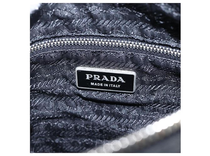 Borsa a spalla PRADA in nylon nero argento autentica bs33078 - vista 19