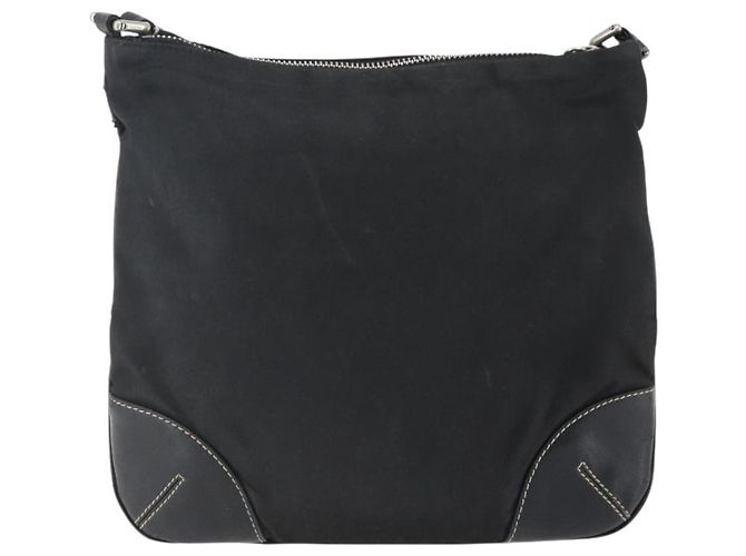 Borsa a spalla PRADA in nylon nero argento autentica bs33078 - vista 2