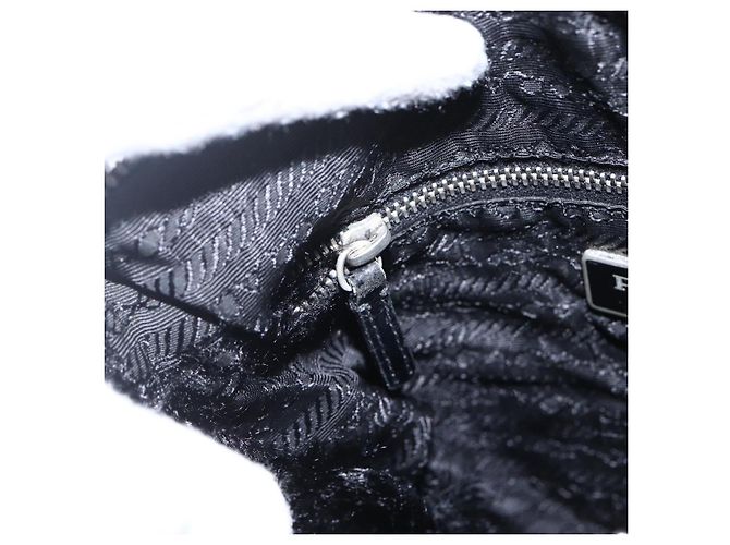 Borsa a spalla PRADA in nylon nero argento autentica bs33078 - vista 20