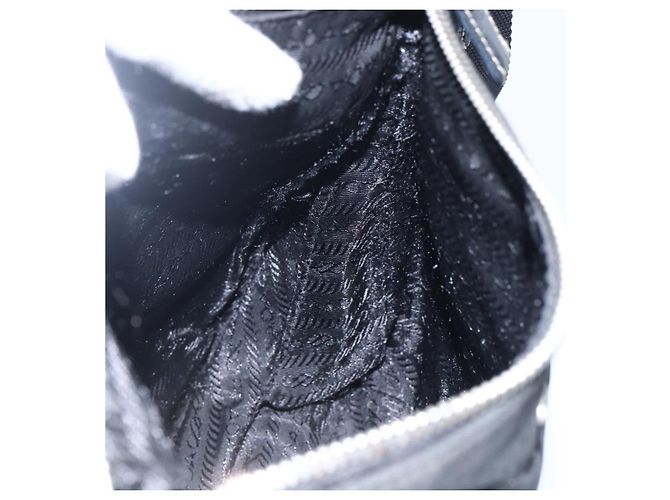 Borsa a spalla PRADA in nylon nero argento autentica bs33078 - vista 21