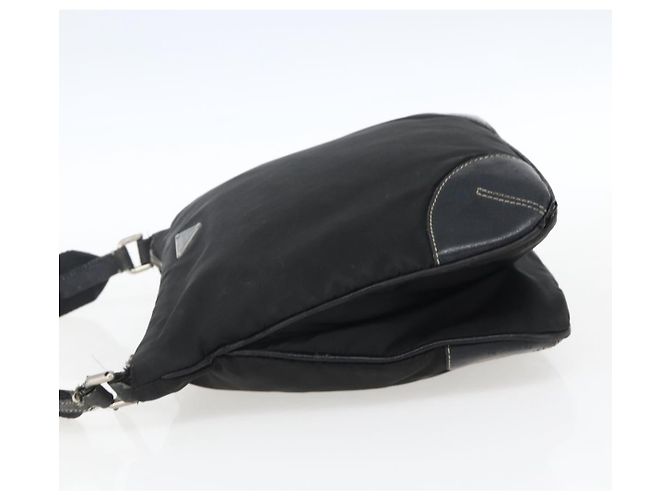 Borsa a spalla PRADA in nylon nero argento autentica bs33078 - vista 3