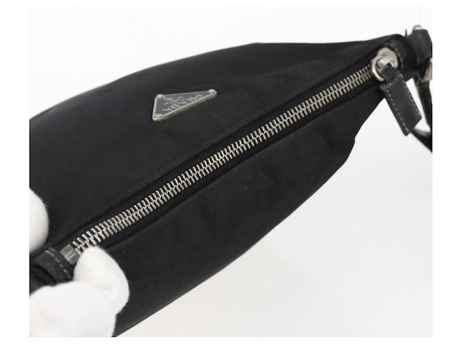 Borsa a spalla PRADA in nylon nero argento autentica bs33078 - vista 6