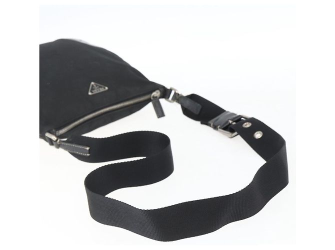 Borsa a spalla PRADA in nylon nero argento autentica bs33078 - vista 7