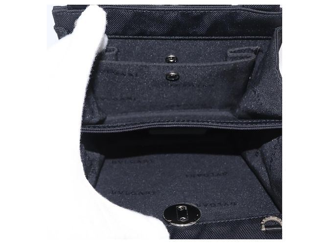 Bulgari Borsa a mano BVLGARI in nylon nero e argento Auth BA9909 - vista 10