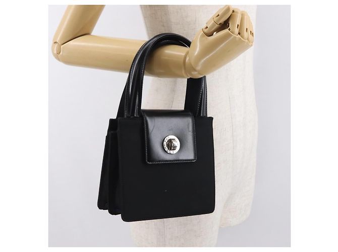 Bulgari Borsa a mano BVLGARI in nylon nero e argento Auth BA9909 - vista 21