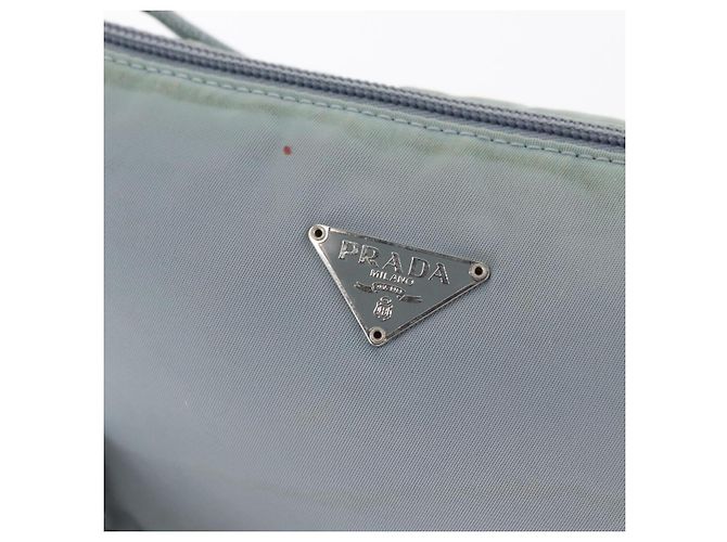 PRADA Accessory Pouch Nylon Light Blue Silver Auth 170583 Silvery - view 17