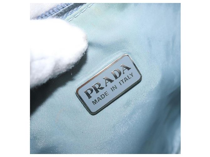 PRADA Accessory Pouch Nylon Light Blue Silver Auth 170583 Silvery - view 18