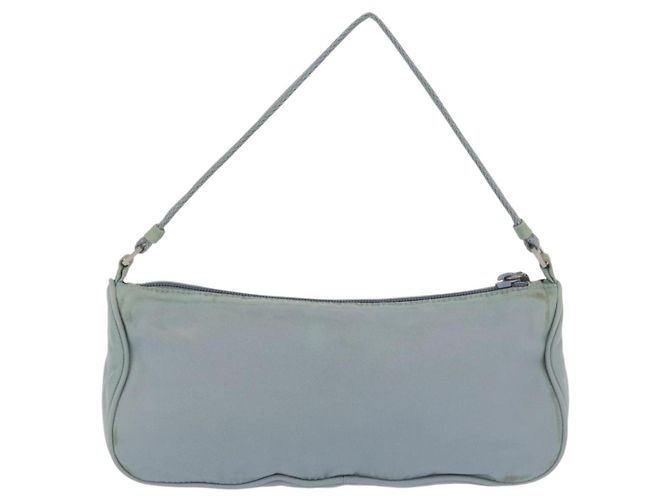 PRADA Accessory Pouch Nylon Light Blue Silver Auth 170583 Silvery - view 2