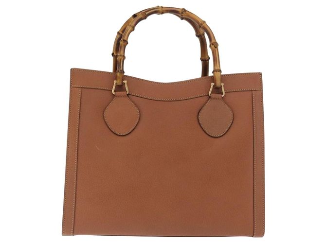 Borsa a mano in pelle Gucci Bamboo marrone oro 002 1186 0260 Auth ep13219 D'oro - vista 13