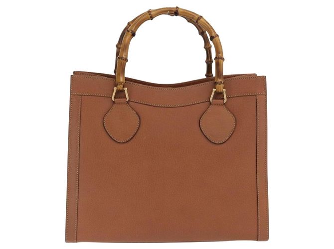 Borsa a mano in pelle Gucci Bamboo marrone oro 002 1186 0260 Auth ep13219 D'oro - vista 2