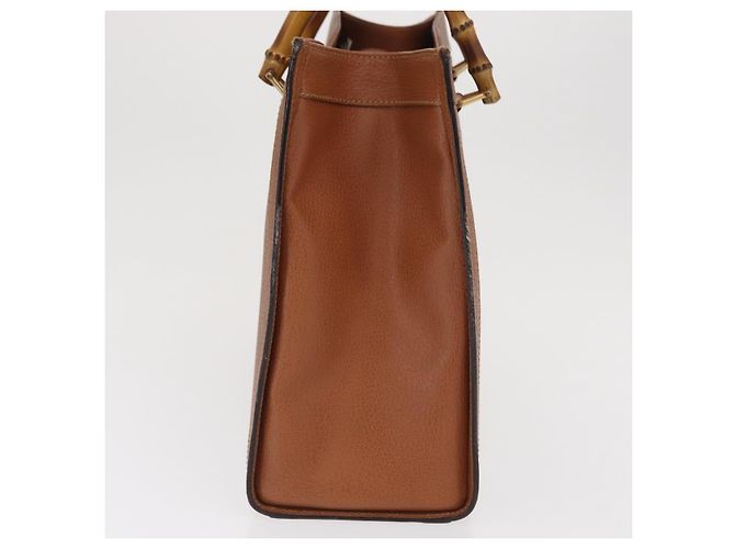 Borsa a mano in pelle Gucci Bamboo marrone oro 002 1186 0260 Auth ep13219 D'oro - vista 4