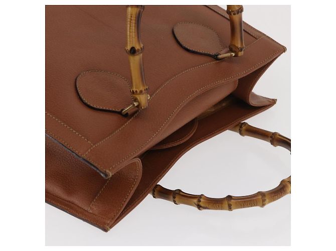 Borsa a mano in pelle Gucci Bamboo marrone oro 002 1186 0260 Auth ep13219 D'oro - vista 6