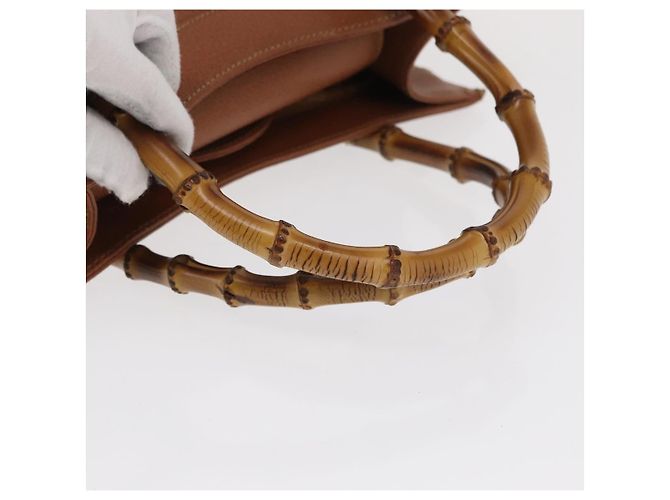 Borsa a mano in pelle Gucci Bamboo marrone oro 002 1186 0260 Auth ep13219 D'oro - vista 7