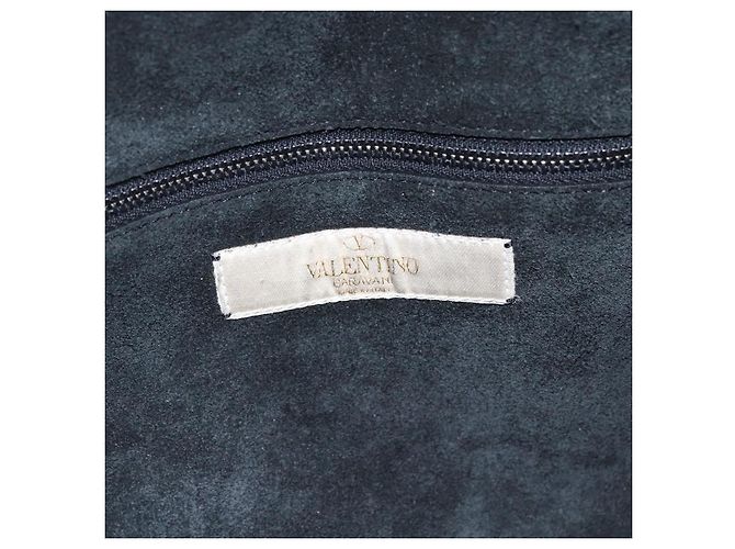 Valentino Bolsa Tote de couro 2 em 1 Preto Prata Auth BA9899 - vista 11