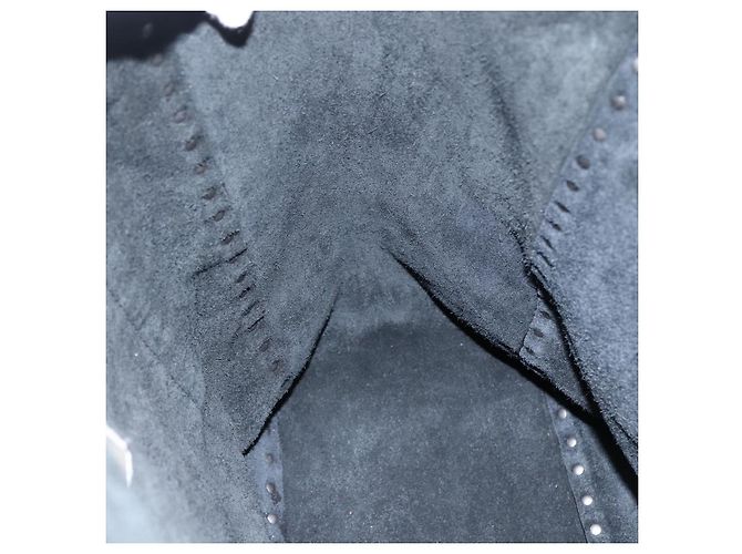 Valentino Bolsa Tote de couro 2 em 1 Preto Prata Auth BA9899 - vista 19