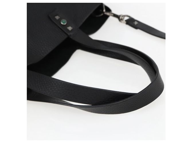 Valentino Bolsa Tote de couro 2 em 1 Preto Prata Auth BA9899 - vista 7