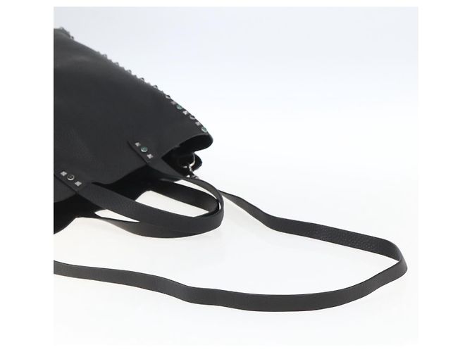 Valentino Bolsa Tote de couro 2 em 1 Preto Prata Auth BA9899 - vista 9