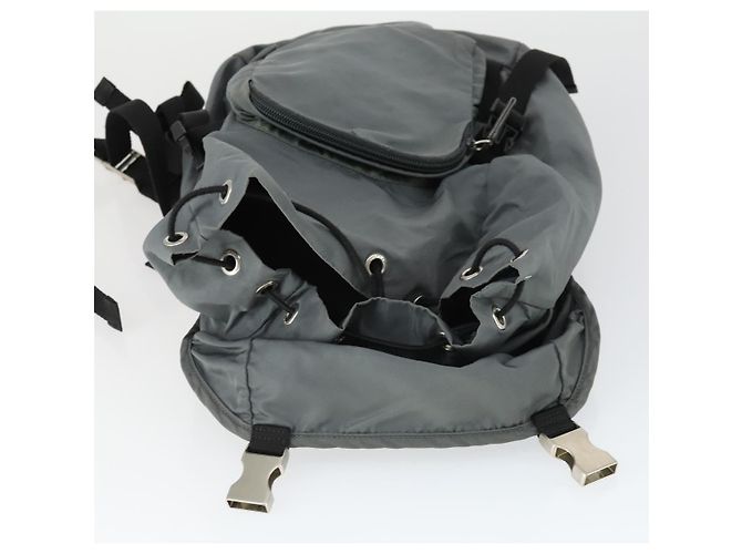 PRADA Backpack Nylon Gray Silver Auth BA10134 Brown Silvery - view 10