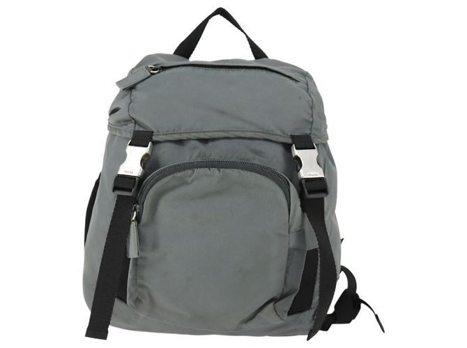 PRADA Backpack Nylon Gray Silver Auth BA10134 Brown Silvery - view 13