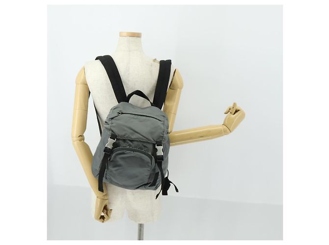 PRADA Backpack Nylon Gray Silver Auth BA10134 Brown Silvery - view 27