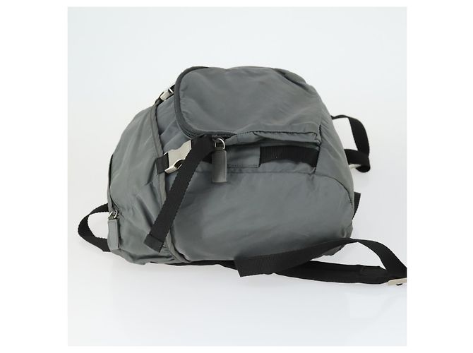 PRADA Backpack Nylon Gray Silver Auth BA10134 Brown Silvery - view 4