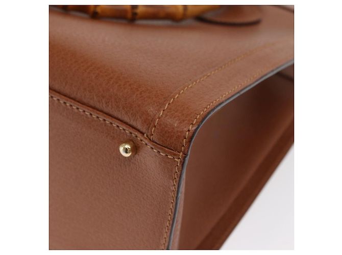 Borsa a mano in pelle Gucci Bamboo marrone oro 002 123 0260 Auth 169515 D'oro - vista 16