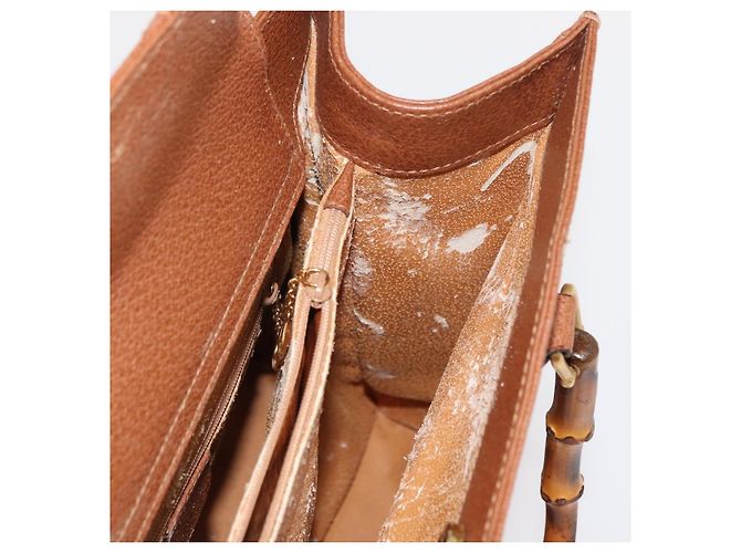 Borsa a mano in pelle Gucci Bamboo marrone oro 002 123 0260 Auth 169515 D'oro - vista 18