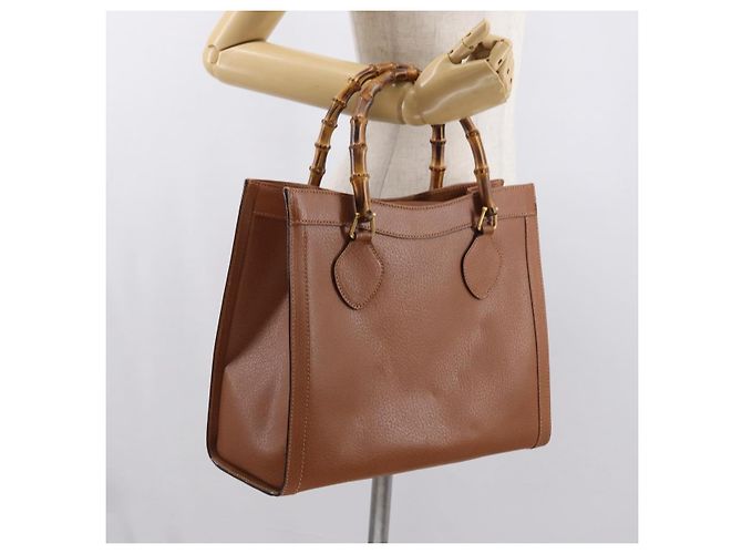 Borsa a mano in pelle Gucci Bamboo marrone oro 002 123 0260 Auth 169515 D'oro - vista 21