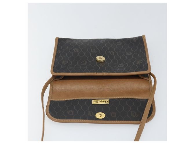 Borsa a spalla in tela a nido d'ape PVC nera e oro Christian Dior Auth ka2128 Nero D'oro - vista 11